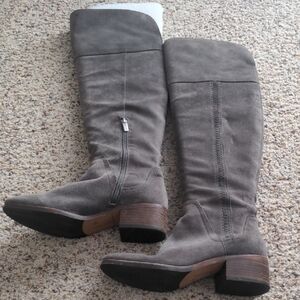Vince Camuto Tall Suede Over-the-Knee Boots — Taupe Gray